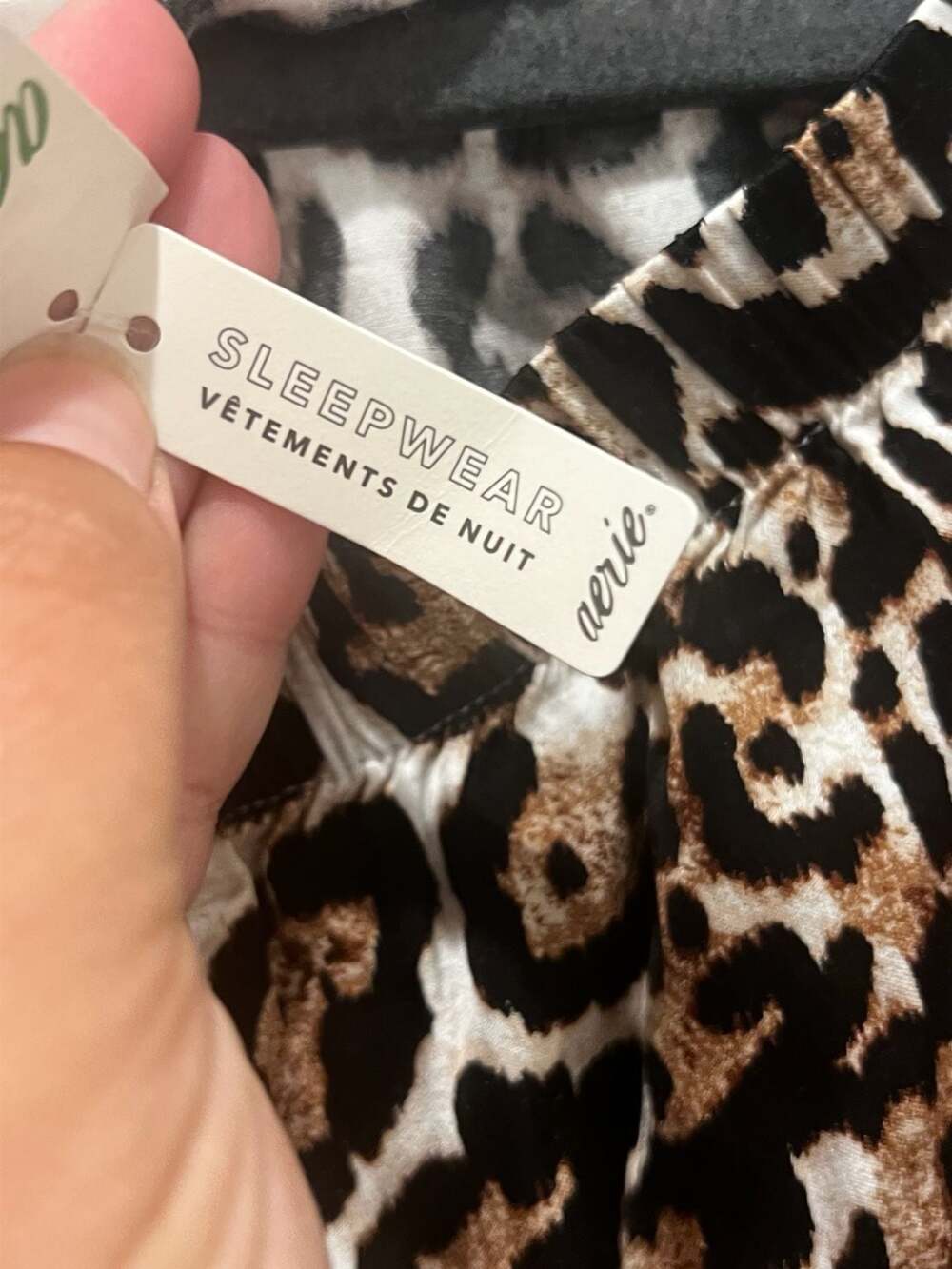 Aerie Off-Duty Satin Leopard Print Piping Pajama Trouser Pants - Picture 8 of 9